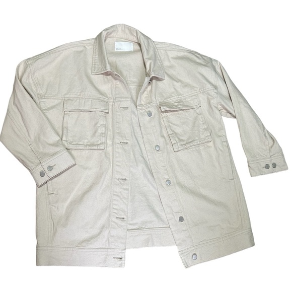 Oak + Fort Massive Oversized Cream Denim Jacket - Picture 1 of 8